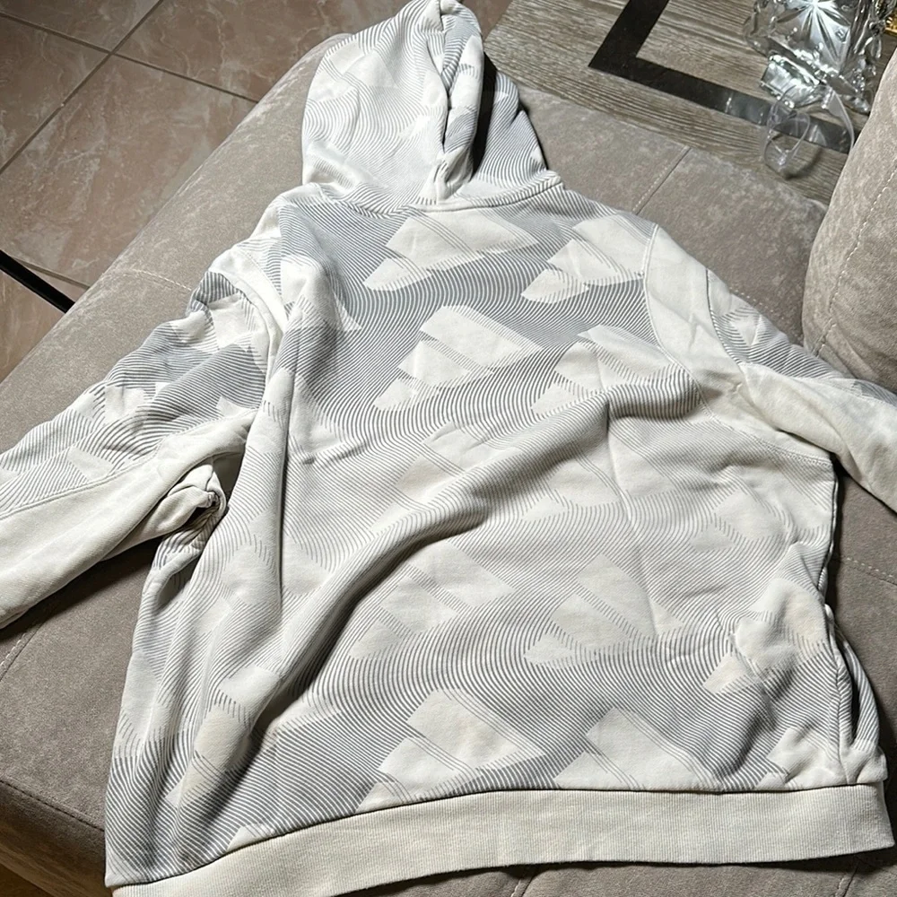 Adidas Cream Gray Hoodie Sweatshirt